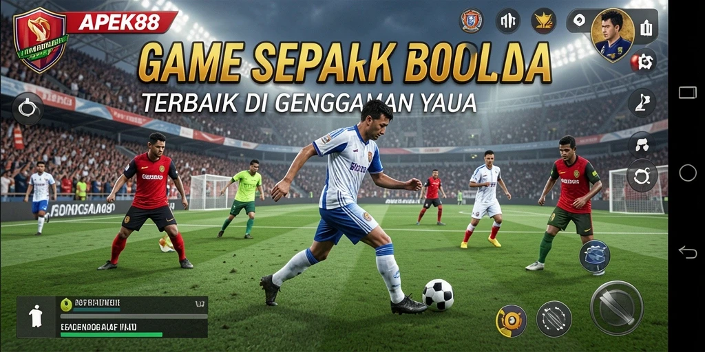 Screenshot APEK88 menampilkan aksi sepak bola yang mendebarkan.