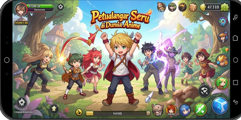 Screenshot ATOM138 menampilkan gameplay anime yang seru dan penuh aksi.