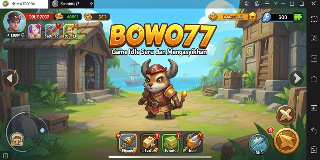 Screenshot gameplay BOWO77 yang menunjukkan karakter sedang bertarung.
