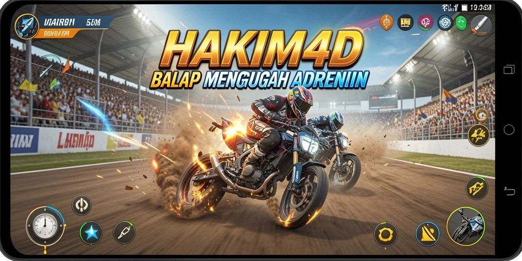 Screenshot HAKIM4D menampilkan aksi balapan mendebarkan dengan grafis yang menawan.