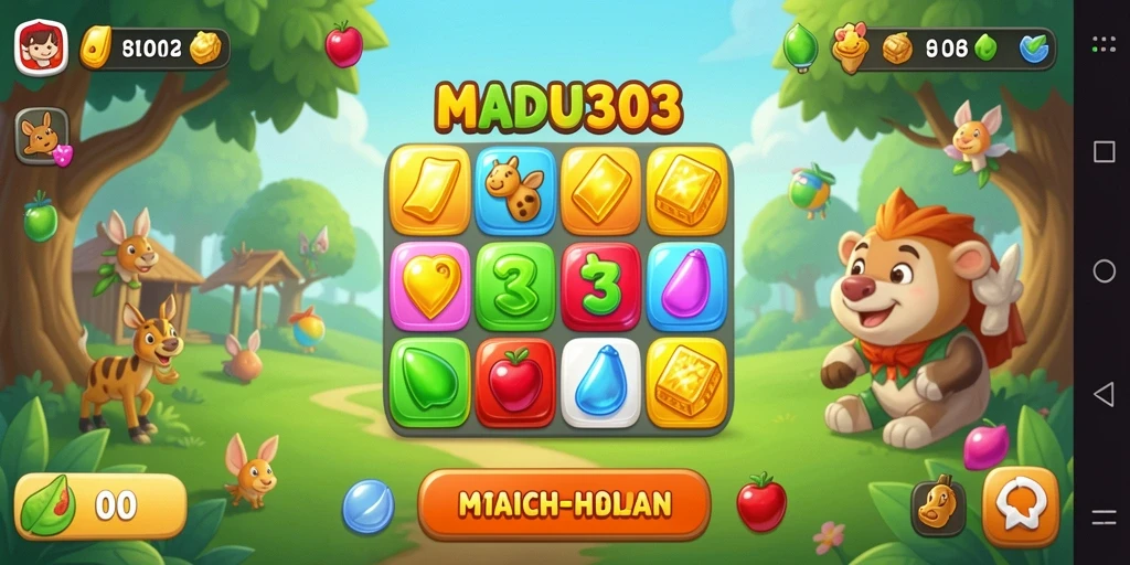 Tampilan gameplay seru dari MADU303 dalam aksi Match-3.