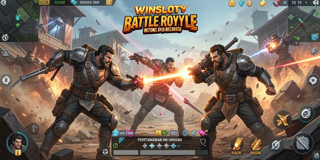 Tangkapan layar menampilkan pertempuran sengit dalam gameplay Battle Royale WINSLOT.
