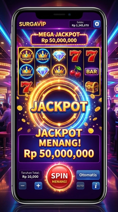 Tampilan utama aplikasi surgavip yang mudah dinavigasi.